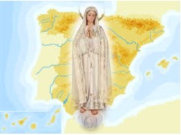 Virgen de fátima sobre el mapa de España