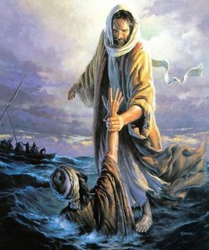 Jesucristo salvando a Pedro del mar