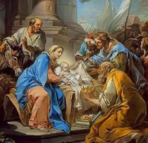 Los Reyes Magos ofreciendo regalos al Niño Jesús