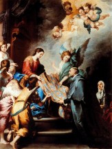 Índice de Biografías - Esteban Murillo - La descensión de la Virgen para premiar los escritos de San Ildefonso