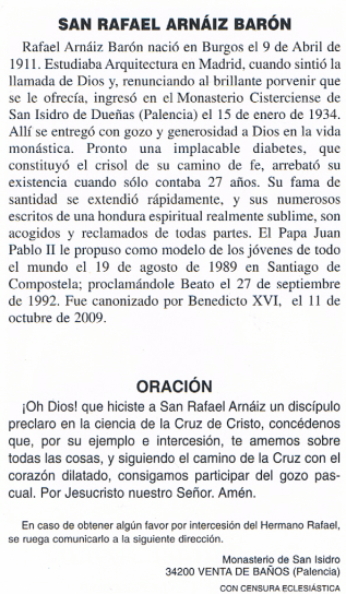 Oración San Rafael Arnáiz