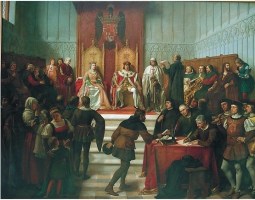Reyes Católicos sentados en su trono