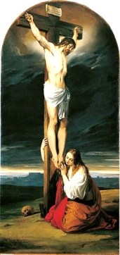Jesús crucificado y María