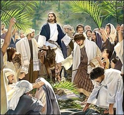 Jesús entra en Jerusalén con palmas