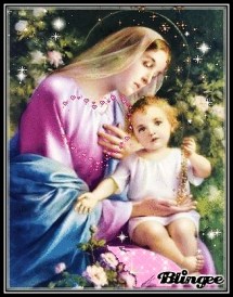 Virgen María y Niño Jesús - estrellas