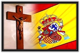 Crucifijo y Bandera de España