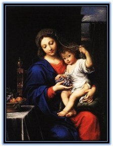 María y Niño Jesús jugando con el velo