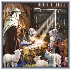 Nacimiento del Niño Jesús y pastor