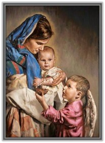 Virgen María, Niño Jesús y ángel