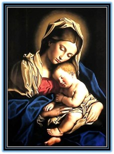 la virgen maría con el niño jesús dormido