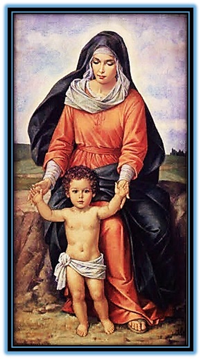 maría enseñando andar a jesús