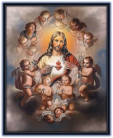sagrado corazón de jesús rodeado de ángeles