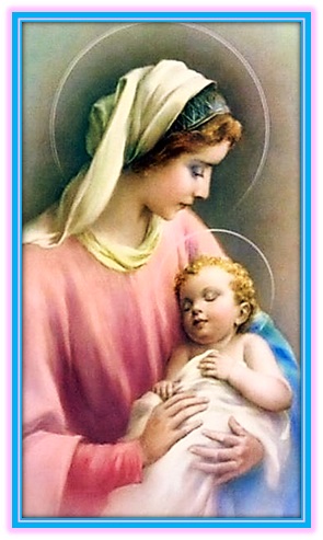 virgen maría con el niño dormido