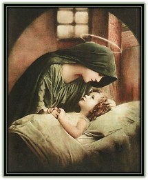 virgen maría y jesús acostado