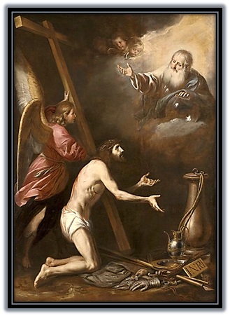 Jesús con la cruz a la voluntad del Padre