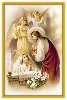 Jesucristo dando la Comunión niña