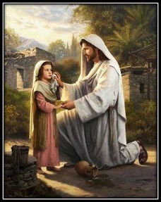 Jesucristo y niña con jarrón roto