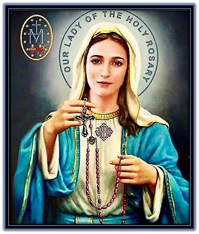 María invitando a rezar el Rosario