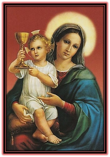 María y Niño Jesús con el Cáliz