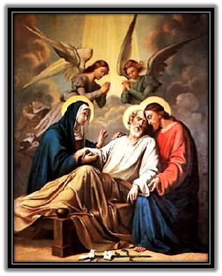 Muerte de San José en compañia de Jesús y María