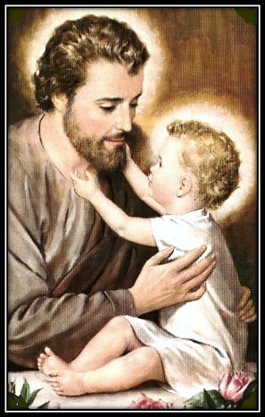 San José y Niño Jesús tocando la barba