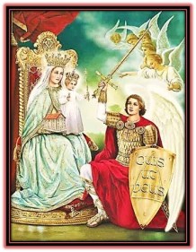 Arcángel San Miguel, Virgen María y Niño Jesús
