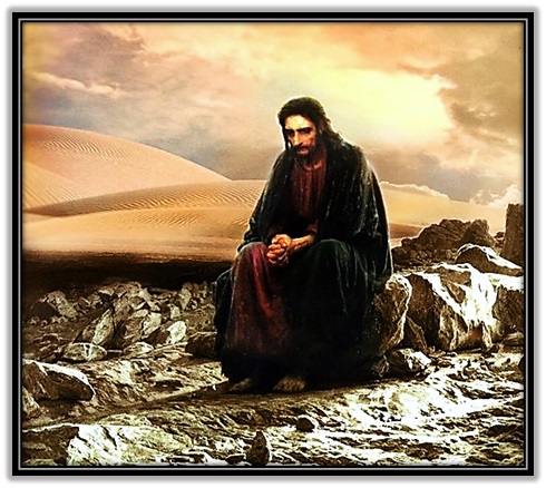 Jesús en el desierto orando