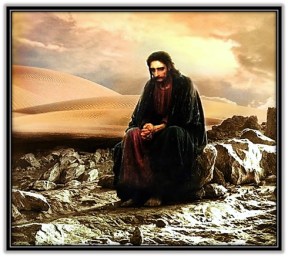 Jesús en el desierto orando