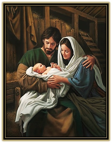 jesús, José y María en el pesebre