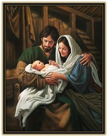 jesús, José y María en el pesebre