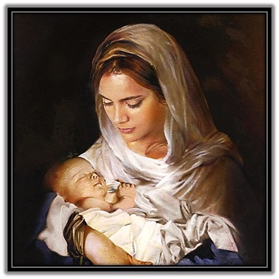 María con el Niño Jesús enbrazos