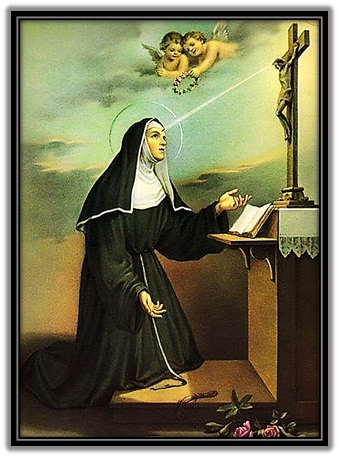 Santa Rita de Cascia, arrodillada