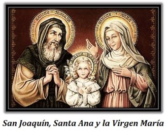 San Joaquín, Santa Ana y la Virgen María niña con una flor