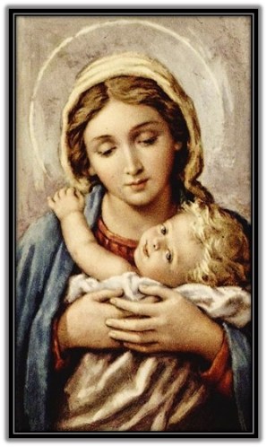 María - Niño Jesús abrazado mirando