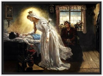 Virgen María visitando moribundo