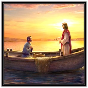 Jesús en la barca con Pedro
