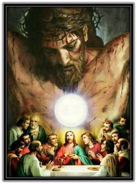 Santa Cena y Jesús Crucificado