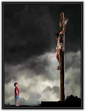 Jesús crucificado y niño