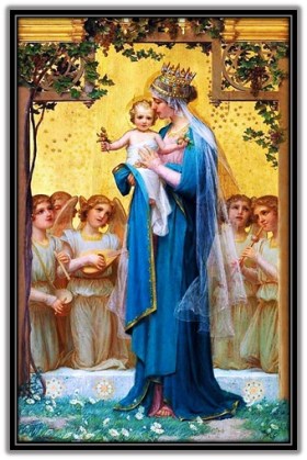 María - Niño Jesús y ángeles músicos