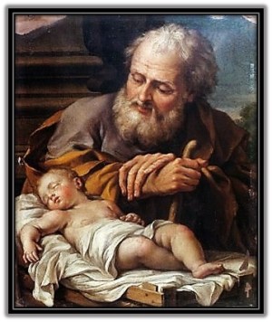 San José y Niño Jesús durmiendo