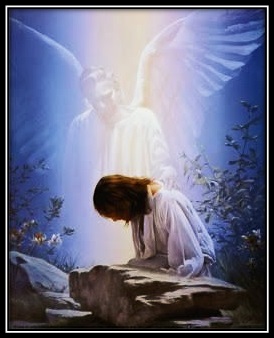 Jesús orando en el huerto y ángel consolando