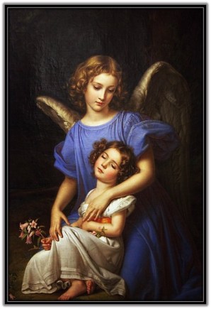 Ángel de la Guarda y niña dormiendo