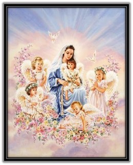 Virgen María y angelitos