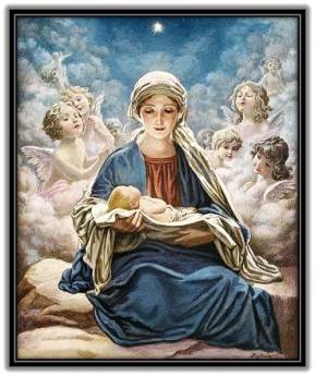 Virgen María con el Niño en brazos y los ángeles