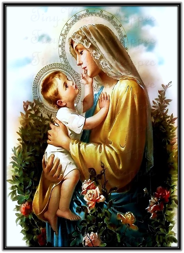 Jesús acariciando el rostro de María